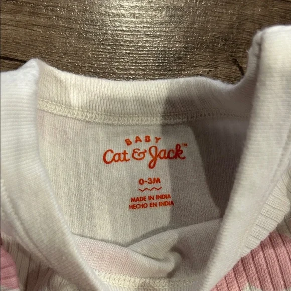 Cat & Jack Pink and White Baby Romper - Picture 2 of 3